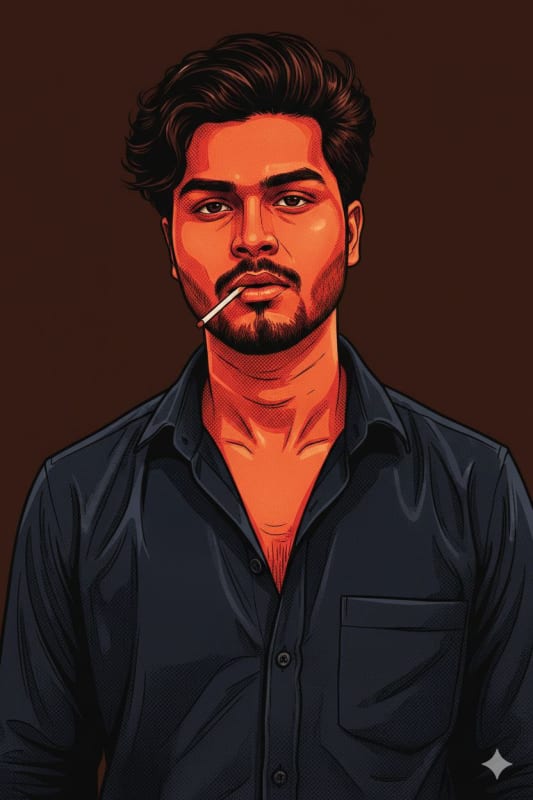 Stylized Portrait Illustration with Intense Color Palette - view 1