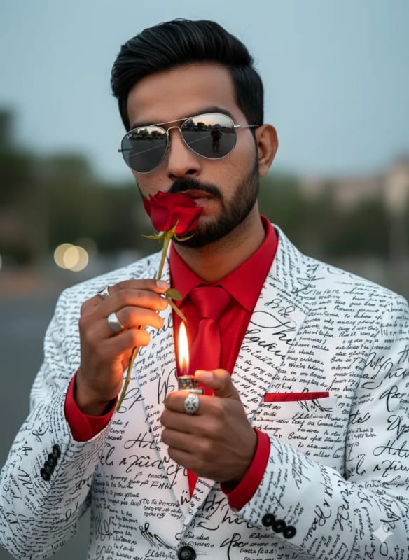 Stylish Man with Rose: High-Fashion Portrait thumbnail 3