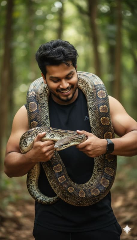 Cinematic Man with Anaconda Portrait - view 1