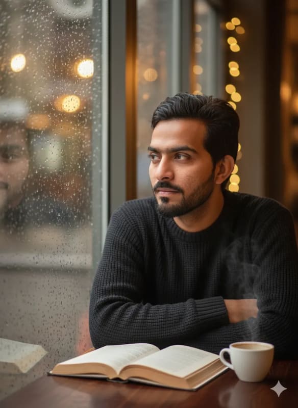 Cozy Cafe Scene on a Rainy Day: AI Art Prompt - view 1