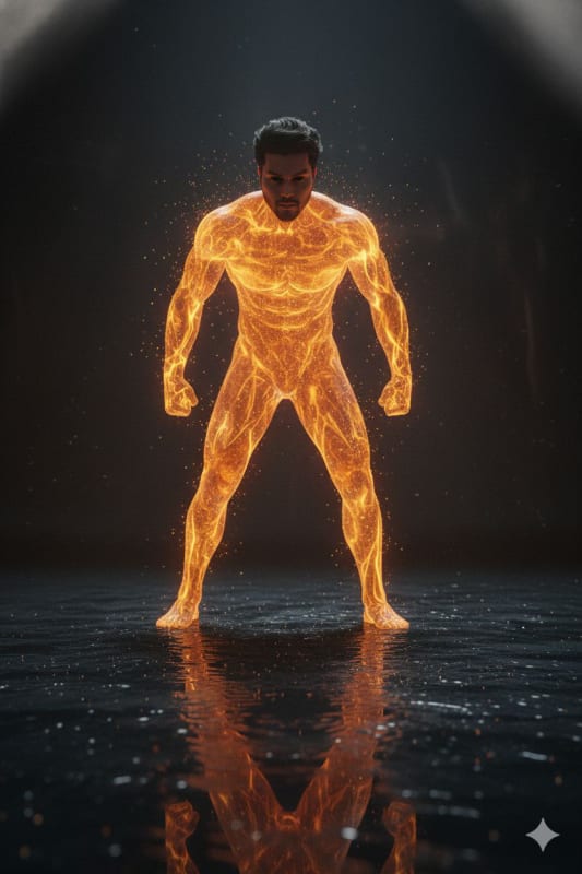 Glowing Humanoid Figure Crawling in Sci-Fi Fantasy thumbnail 3