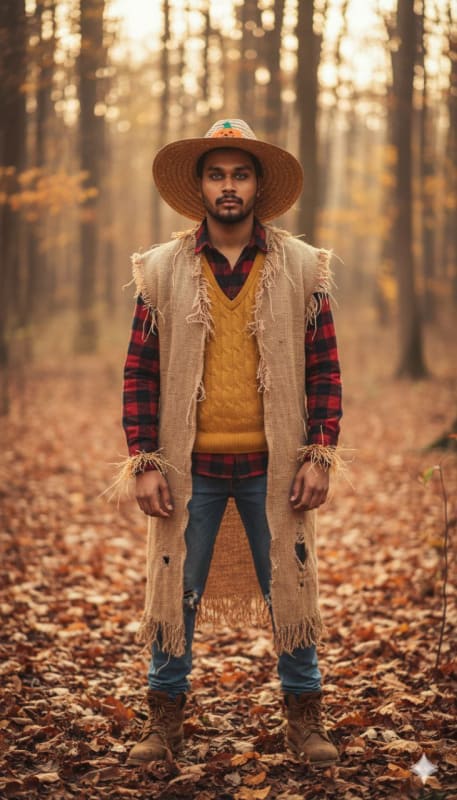 Ultra-Realistic Scarecrow Portrait in Autumn Forest thumbnail 4