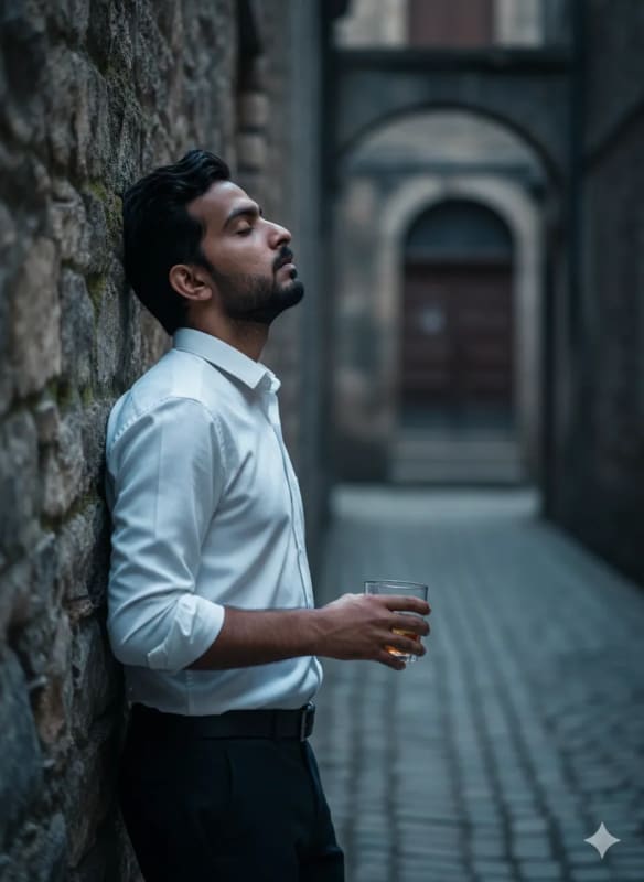 Contemplative Evening in an Alley: Cinematic Portrait - view 1