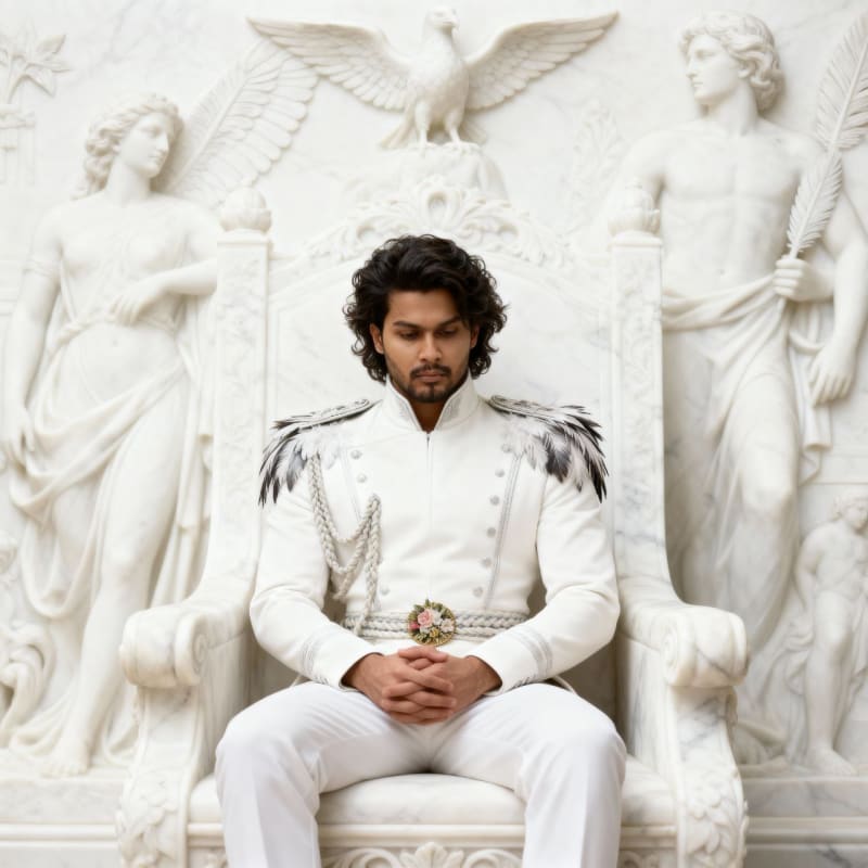 Photorealistic Portrait on Marble Throne: AI-Generated Art thumbnail 4