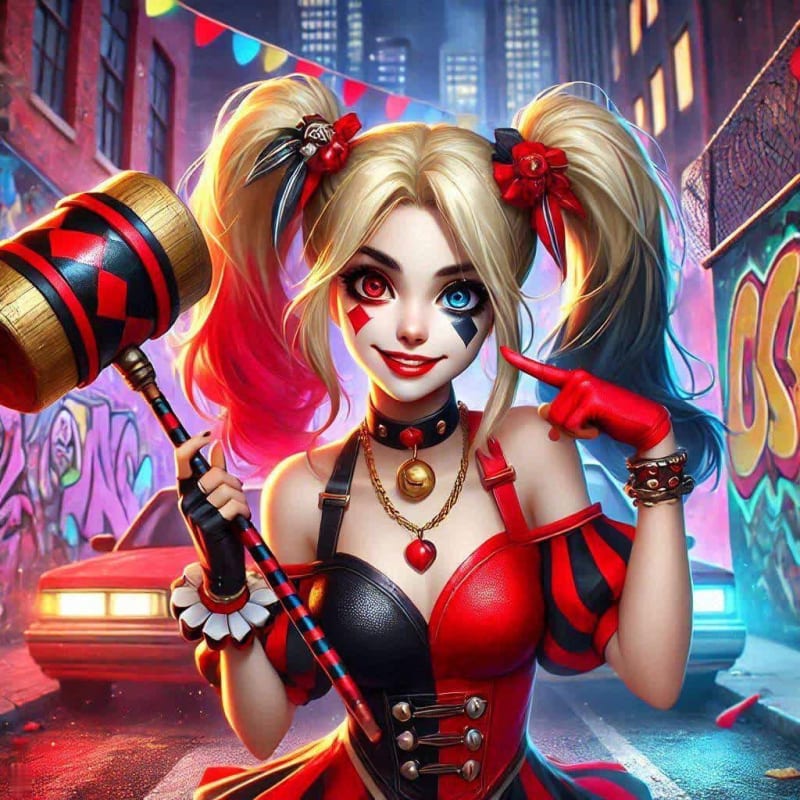 Harley Quinn in Vibrant Cityscape: AI Art Prompt thumbnail 2