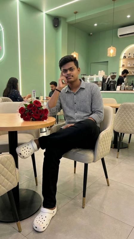 Casual Portrait of Stylish Teen in Neon Cafe - view 1