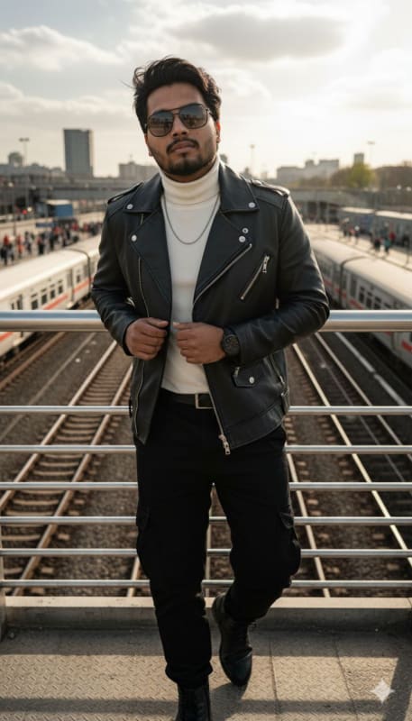 Cinematic Urban Railway Bridge Portrait - view 1