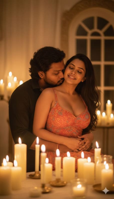Romantic Indian Couple by Candlelight - view 1