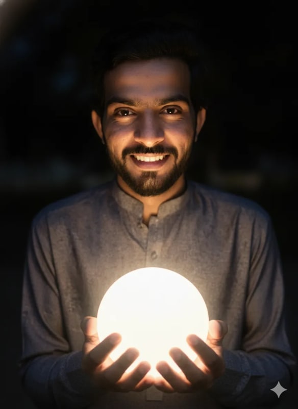 Glowing Sphere Portrait: Warm Lighting and Dreamy Mood Photography thumbnail 2