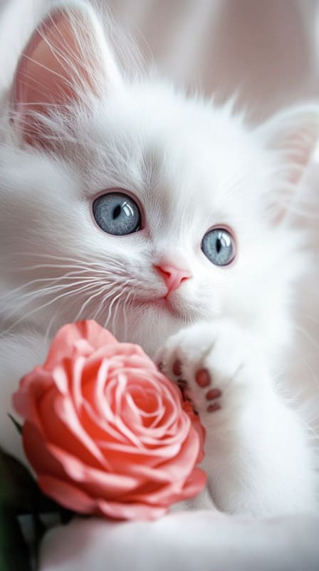 Kitten and Rose Hyperrealistic Pet Portrait thumbnail 4