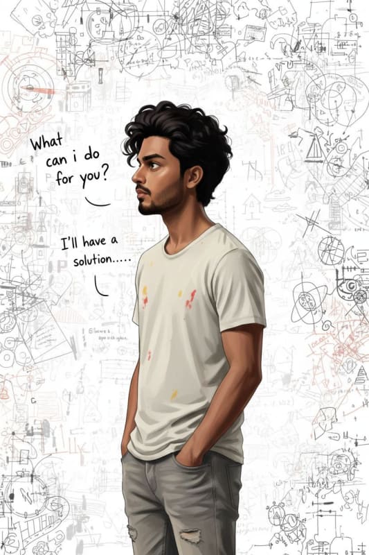 Stylized Child Portrait Against Scribbled Wall Art - view 1