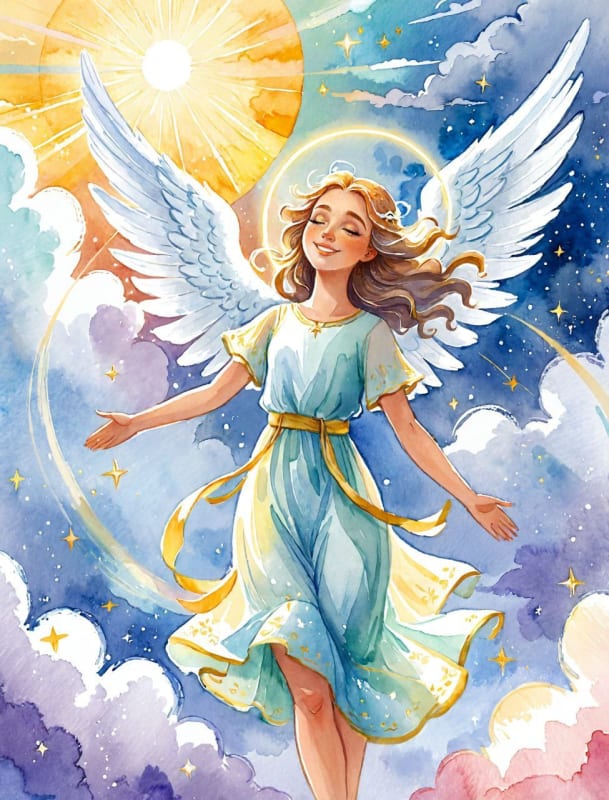 Celestial Angel with Shimmering Wings AI Art Prompt - view 1