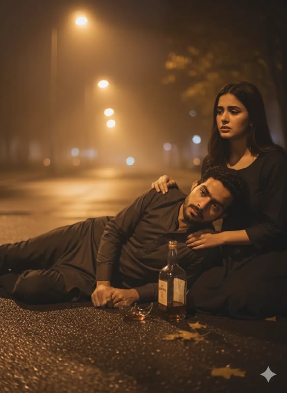 Emotional Night Scene: Sorrow and Compassion in Urban Landscape - view 1