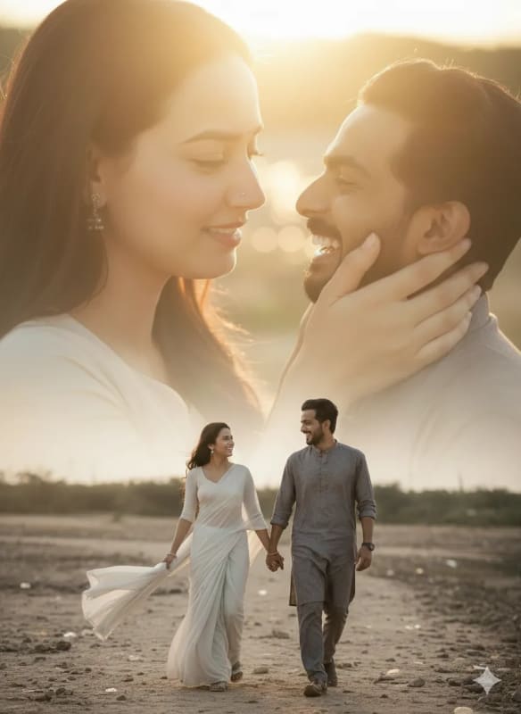 Romantic Double Exposure Portrait: Cinematic Couple Poster thumbnail 2