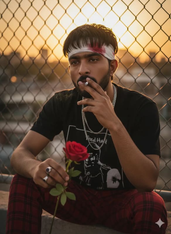 Stylish Boy with Rose in Golden Hour: AI Art Prompt thumbnail 2