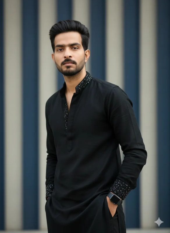 Modern Indo-Western Portrait of a Stylish Young Man - view 1