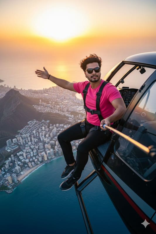 Adventurous Helicopter Selfie at Sunset: A Dynamic AI Art Prompt thumbnail 2