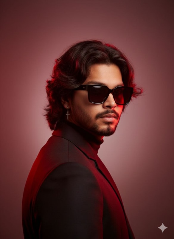Red Glow Portrait: Cyber-Noir Fashion Editorial - view 1