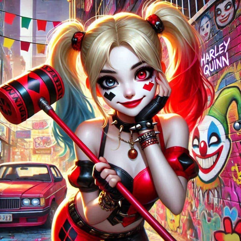 Harley Quinn in Vibrant Cityscape: AI Art Prompt thumbnail 3