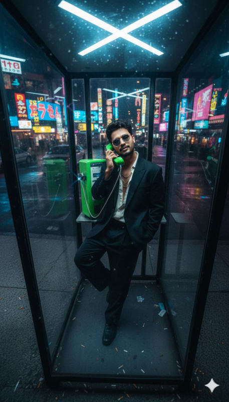 Neon Tokyo Phone Booth Portrait - view 1