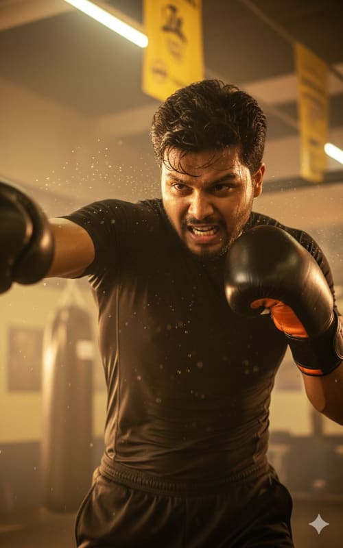 Intense Boxer Training: Photorealistic 8K Sports Scene - view 1