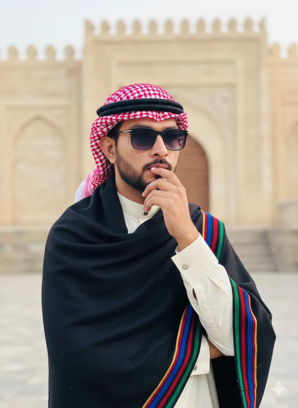 Stylish Middle Eastern Man Portrait with Keffiyeh thumbnail 2