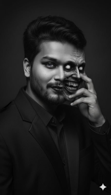 Surreal Horror Dual-Face Editorial Portrait - view 1