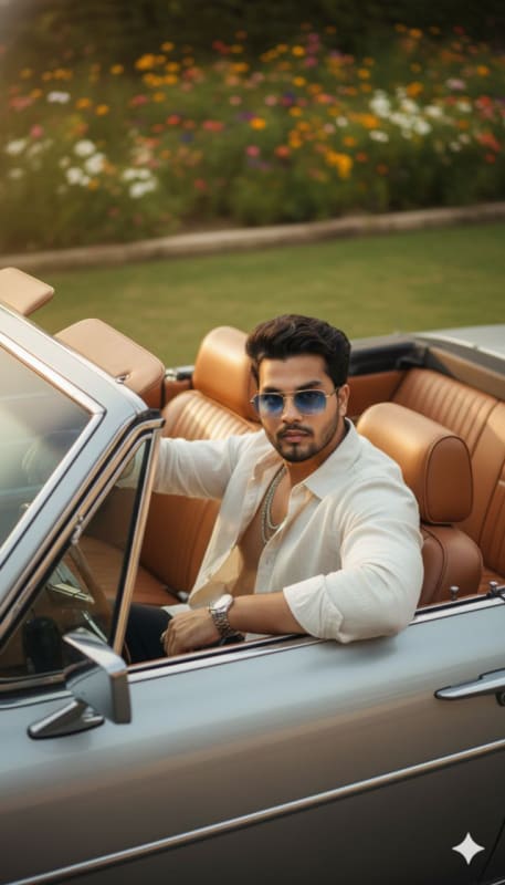 Cinematic Vintage Convertible Portrait thumbnail 5