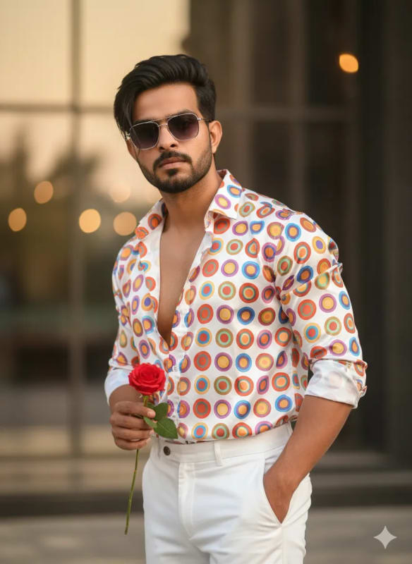 Satin Shirt Portrait: Handsome Man with Sunglasses thumbnail 2