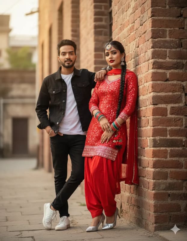 Fiery Red Patiala Salwar Kameez Fashion Editorial - view 1