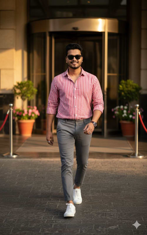 Stylish Man in Grey Chinos: Photorealistic AI Portrait - view 1