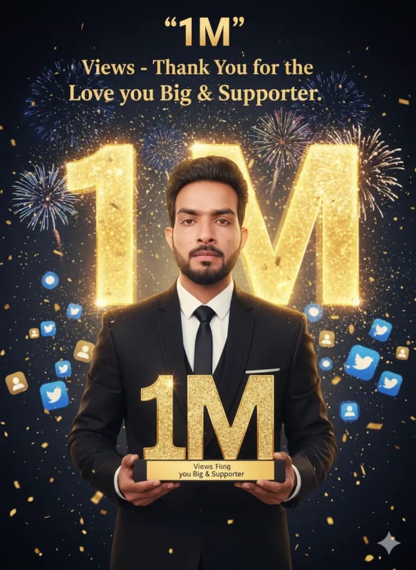 1M Views Celebration Poster: Golden Trophy & Fireworks thumbnail 2