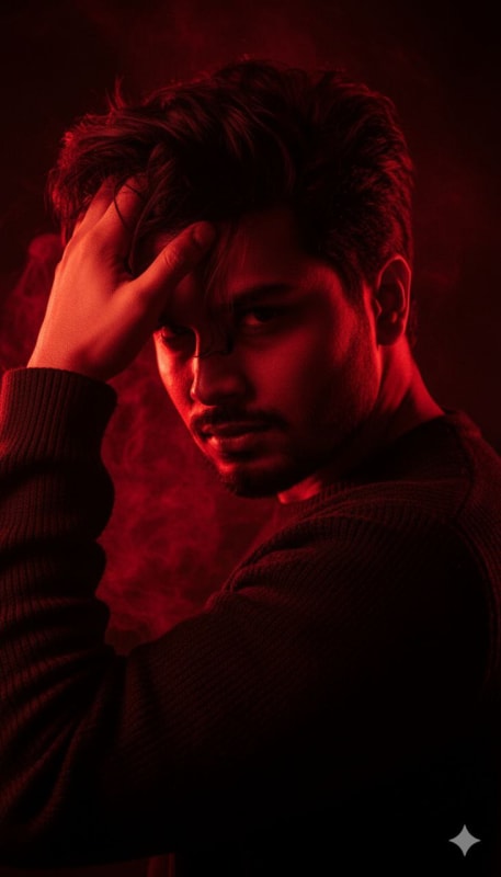 Crimson Haze: Cinematic Male Portrait thumbnail 3