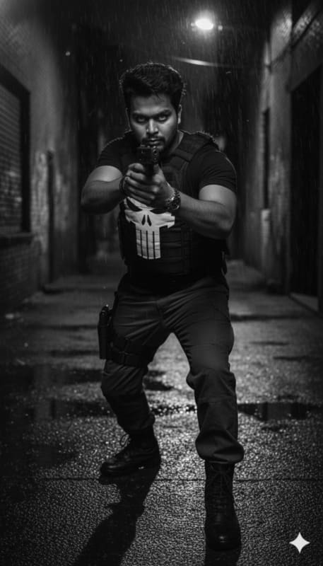 Gritty Noir Punisher Portrait - view 1