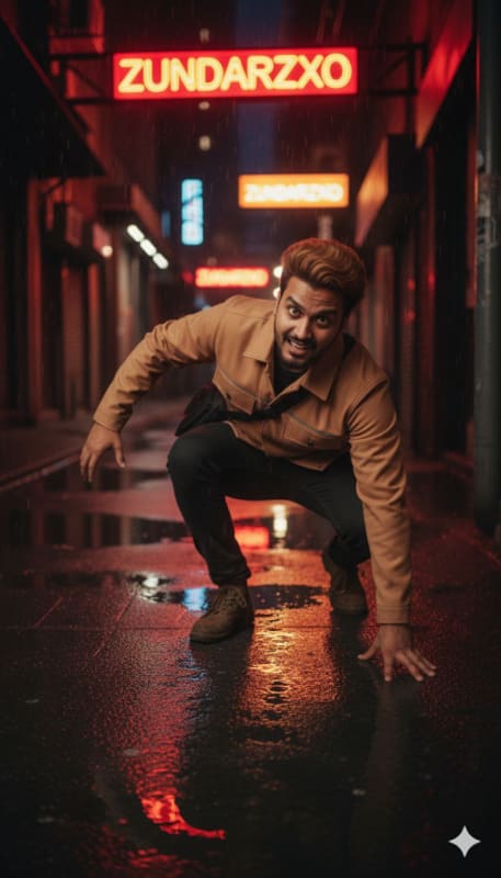 Urban Neon Night Fashion Portrait thumbnail 4