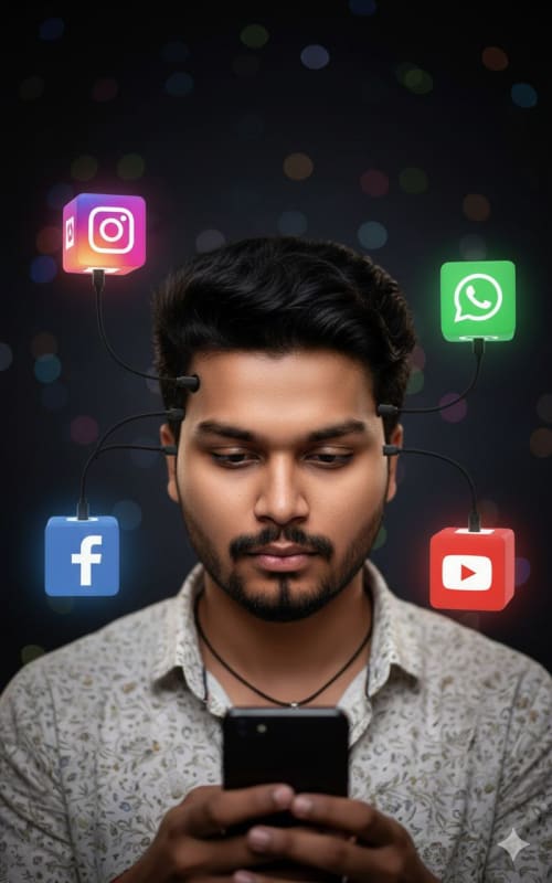 Social Media Addiction Portrait: Cinematic and Photorealistic thumbnail 3