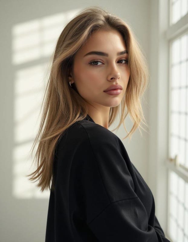 Photorealistic Portrait of a Blonde Woman in Natural Light thumbnail 2