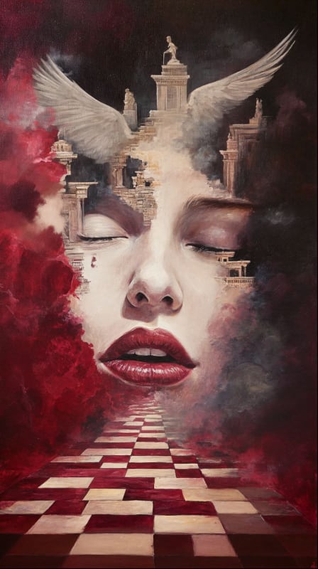Eerie Spectral Face Surrealist Painting Prompt - view 1