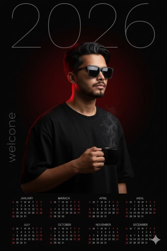 Dramatic 2026 Portrait with Low-Key Lighting and Modern Typography - view 1