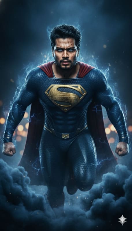 Battle-Worn Electric Superhero Portrait thumbnail 3
