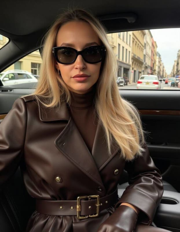 Luxury Car Portrait: Blonde Woman in Parisian Street thumbnail 2