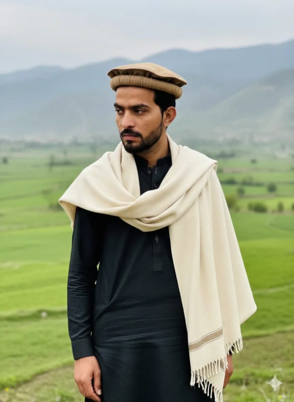 Pashtun Man Portrait in Traditional Clothing - view 1