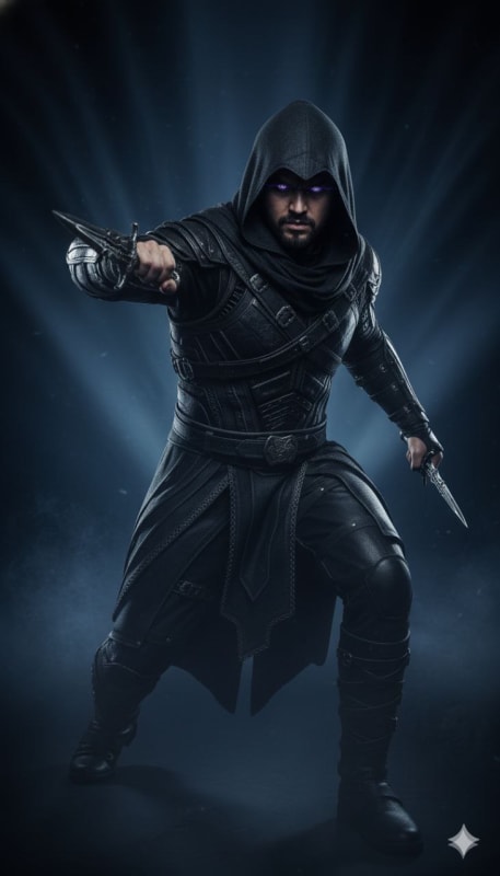 Shadow Assassin: Glowing Violet Eyes Portrait thumbnail 3