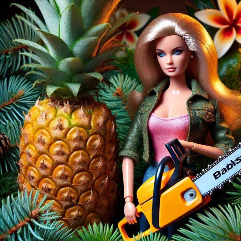 Barbie's Pineapple Cutting Adventure: A Photo-Realistic Scene thumbnail 2