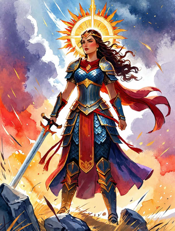 Epic War Goddess on Battlefield: AI Art Prompt thumbnail 3