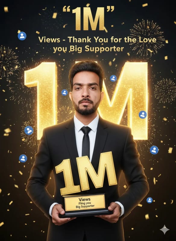 1M Views Celebration Poster: Golden Trophy & Fireworks - view 1