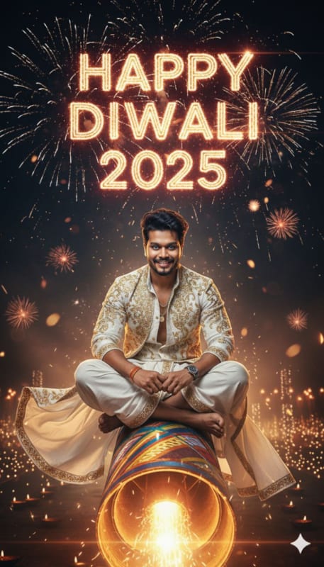 Cinematic Diwali Rocket Portrait: Happy Diwali 2025 - view 1