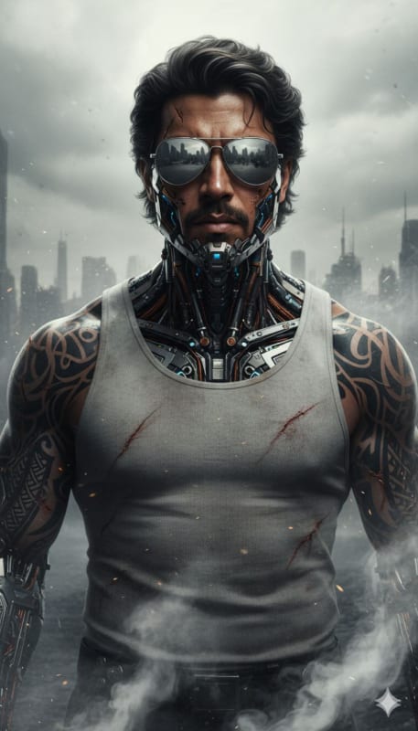 Battle-Worn Cybernetic Warrior Portrait thumbnail 2