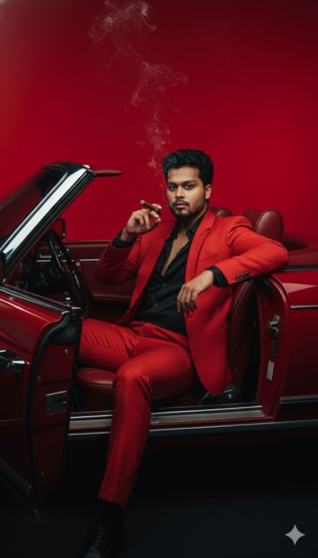 Monochromatic Red Mercedes Editorial Portrait thumbnail 2