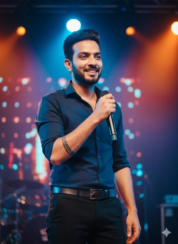 Confident Male Singer Portrait - Stage Performance thumbnail 2